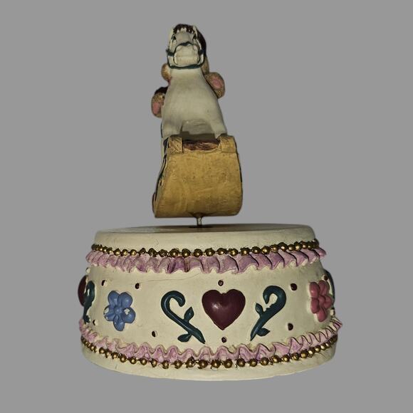 Vintage Teddy Bear on Rocking Horse Music Box – Hearts & Flowers – Tested - Picture 4 of 8